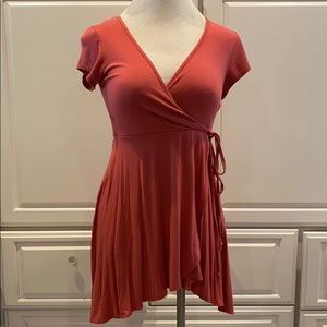 Burnt orange wrap-looking dress